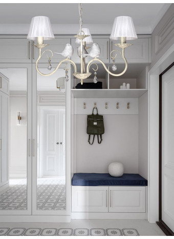 Люстра с птичками с хрусталем подвесная 3 абажура S1295-3 Петрасвет